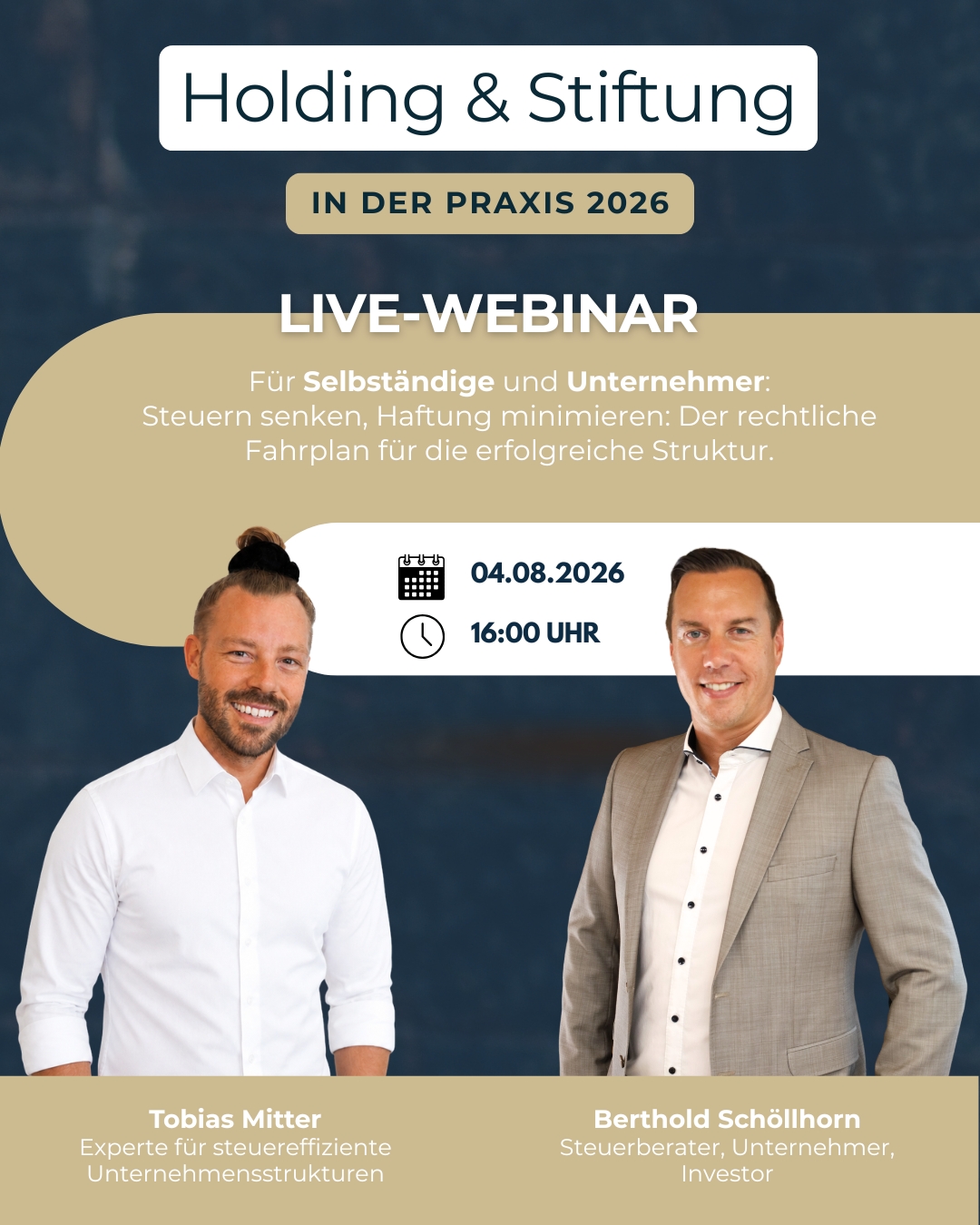 Flyer zum Webinar für Holdingstrukturen und Familienstiftungen